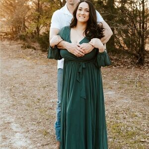 Joyfolie Aniya Deep Teal Maxi Dress